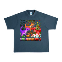 Midnight Navy happy hallothanksmas dinosaur Urban Heavy Tee - texasbilliewilder