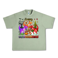 Oil Green happy hallothanksmas dinosaur Urban Heavy Tee - texasbilliewilder