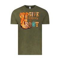 Vintage Olive Give Cancer the boot Kidney Cancer orange ribbon Vintage Tee - NancyCooperArtShop