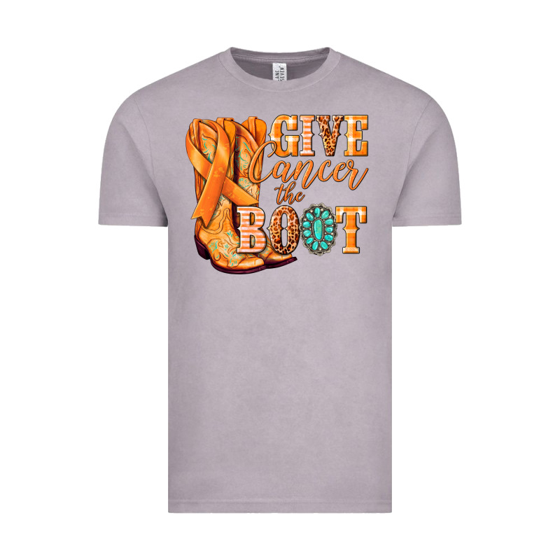 Give Cancer The Boot Kidney Cancer Orange Ribbon Vintage Tee by NancyCooperArtShop | Teevron