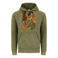 Vintage Olive Love Fall with afro woman Vintage Hoodie - NancyCooperArtShop