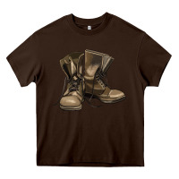Chocolate Brown soldier veteran boots Heavy Core Tee - MaliasSmallBusiness