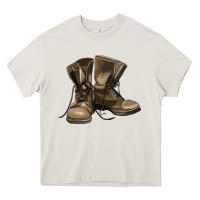 Cream soldier veteran boots Heavy Core Tee - MaliasSmallBusiness