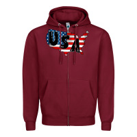 Burgundy Usa Zipper Hoodie - CowhideDigitalArt