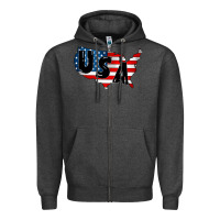 Charcoal Heather Usa Zipper Hoodie - CowhideDigitalArt
