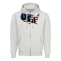 Dove Grey Usa Zipper Hoodie - CowhideDigitalArt