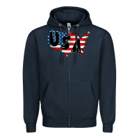 Navy Usa Zipper Hoodie - CowhideDigitalArt