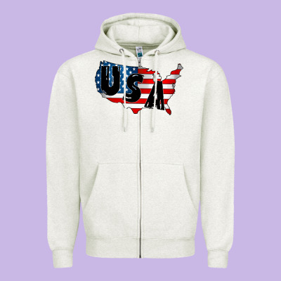 Usa Zipper Hoodie Designed By Cowhidedigitalart