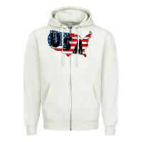 Oatmeal Heather Usa Zipper Hoodie - CowhideDigitalArt