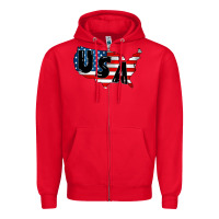 Red Usa Zipper Hoodie - CowhideDigitalArt