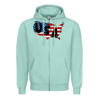 Seafoam Usa Zipper Hoodie - CowhideDigitalArt