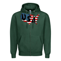 Sports Green Usa Zipper Hoodie - CowhideDigitalArt