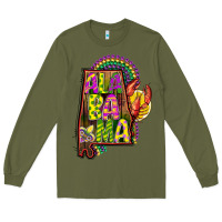 Army Green mardi gras alabama map Long Sleeve Tee - CowGirlArtShop