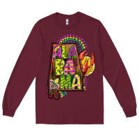 Burgundy mardi gras alabama map Long Sleeve Tee - CowGirlArtShop
