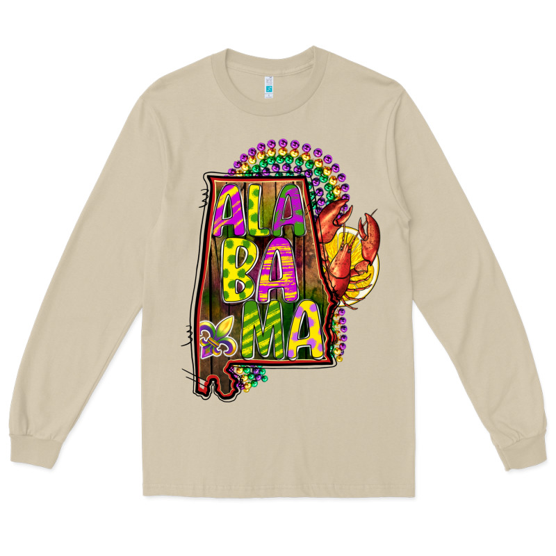 Mardi Gras Alabama Map Long Sleeve Tee by CowGirlArtShop | Teevron