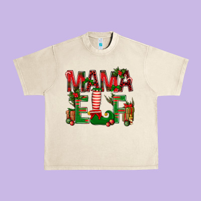 Christmas Mama Elf Urban Heavy Tee Designed By Nancycooperartshop