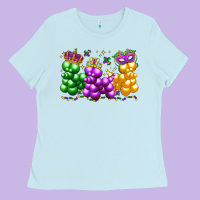 Mardi Gras Bead Dogs Ladies Tee Designed By Lillyallendesigns