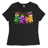 Black mardi gras bead dogs Ladies Tee - LillyAllenDesigns