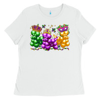 White mardi gras bead dogs Ladies Tee - LillyAllenDesigns
