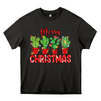 Asphalt Merry Christmas Cactuses Heavy Core Tee - MaliasSmallBusiness