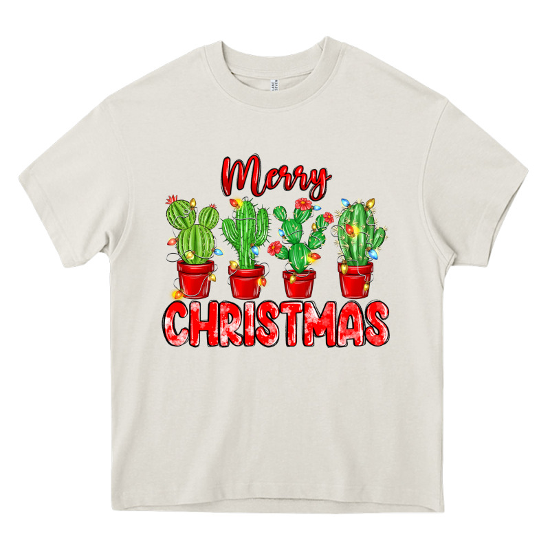Merry Christmas Cactuses Heavy Core Tee by MaliasSmallBusiness | Teevron