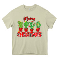 Mossy Merry Christmas Cactuses Heavy Core Tee - MaliasSmallBusiness