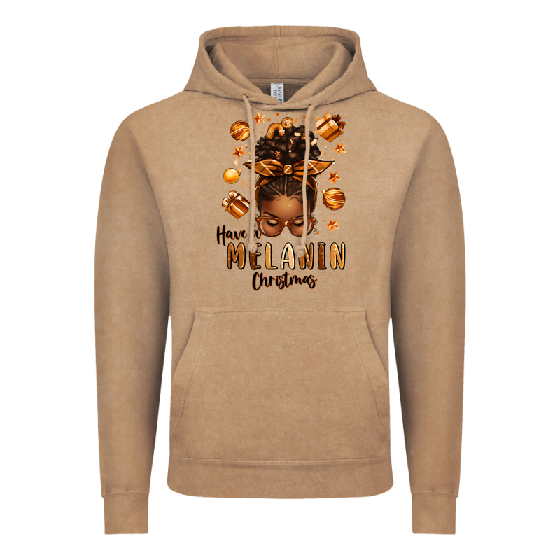 Have A Melanin Christmas Afro Messy Bun Vintage Hoodie by texasbilliewilder | Teevron