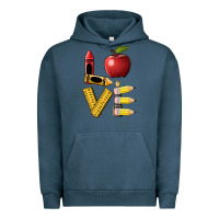 Pigment Midnight Navy love teacher Urban Hoodie - BarkalooDesign