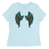 Baby Blue turquoise leopard wings Ladies Tee - RanaPortraitStore