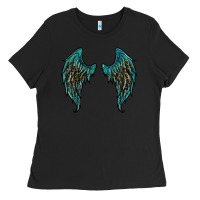 Black turquoise leopard wings Ladies Tee - RanaPortraitStore
