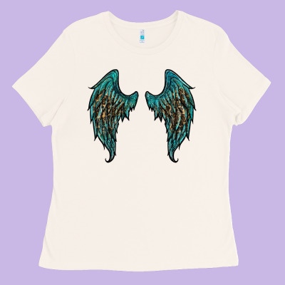 Turquoise Leopard Wings Ladies Tee Designed By Ranaportraitstore