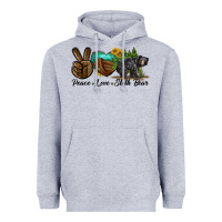 Heather Grey peace love sloth bear Heavyweight Hoodie - LillyAllenDesigns