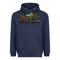 Navy peace love sloth bear Heavyweight Hoodie - LillyAllenDesigns