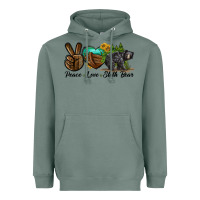 Sage peace love sloth bear Heavyweight Hoodie - LillyAllenDesigns