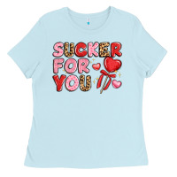 Baby Blue lovethemed typography with heart lollipop Ladies Tee - LillyAllenDesigns