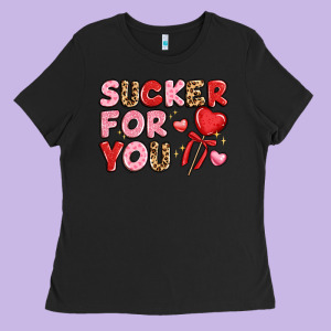 Lovethemed Typography With Heart Lollipop Ladies Tee Designed By Lillyallendesigns
