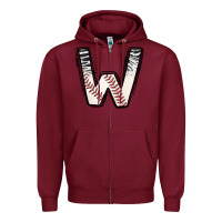 Burgundy Baseball Alphabet Zipper Hoodie - CowhideDigitalArt