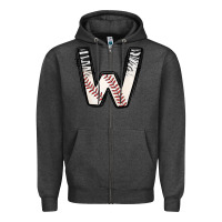 Charcoal Heather Baseball Alphabet Zipper Hoodie - CowhideDigitalArt