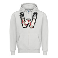 Dove Grey Baseball Alphabet Zipper Hoodie - CowhideDigitalArt