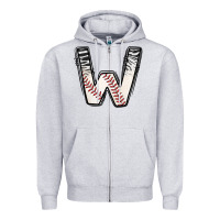 Heather Grey Baseball Alphabet Zipper Hoodie - CowhideDigitalArt