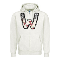 Oatmeal Heather Baseball Alphabet Zipper Hoodie - CowhideDigitalArt