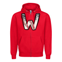 Red Baseball Alphabet Zipper Hoodie - CowhideDigitalArt
