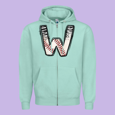 Baseball Alphabet Zipper Hoodie Designed By Cowhidedigitalart