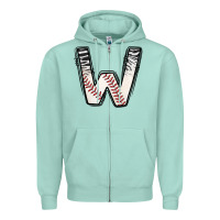 Seafoam Baseball Alphabet Zipper Hoodie - CowhideDigitalArt