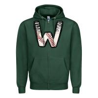 Sports Green Baseball Alphabet Zipper Hoodie - CowhideDigitalArt