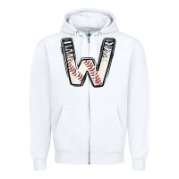 White Baseball Alphabet Zipper Hoodie - CowhideDigitalArt