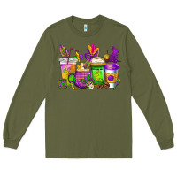 Army Green mardi gras coffee cups cowgirl Long Sleeve Tee - CowGirlArtShop