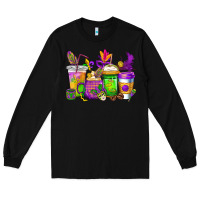 Black mardi gras coffee cups cowgirl Long Sleeve Tee - CowGirlArtShop