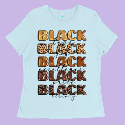 Typography Variations In Animal And Glitter Textur Ladies Tee Designed By Lillyallendesigns