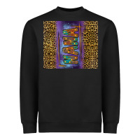 Black Leopard nana Heavyweight Sweatshirt - FaDigitalArtStudio